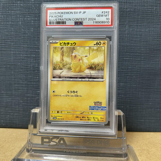 PSA 10 2025 POKEMON JP SV-P PROMO 242 PIKACHU ILLUSTRATION CONTEST 2024 2-2