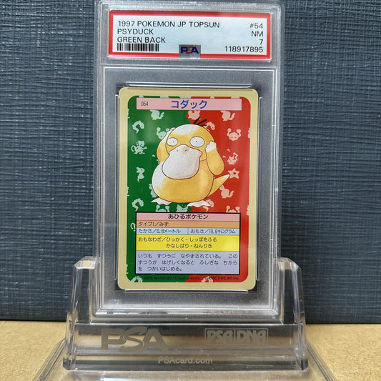 PSA 7 1997 POKEMON JP TOPSUN 54 PSYDUCK GREEN BACK