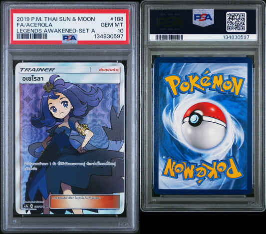 PSA 10 FA/ACEROLA 2019 POKEMON THAI SUN & MOON LEGENDS AWAKENED