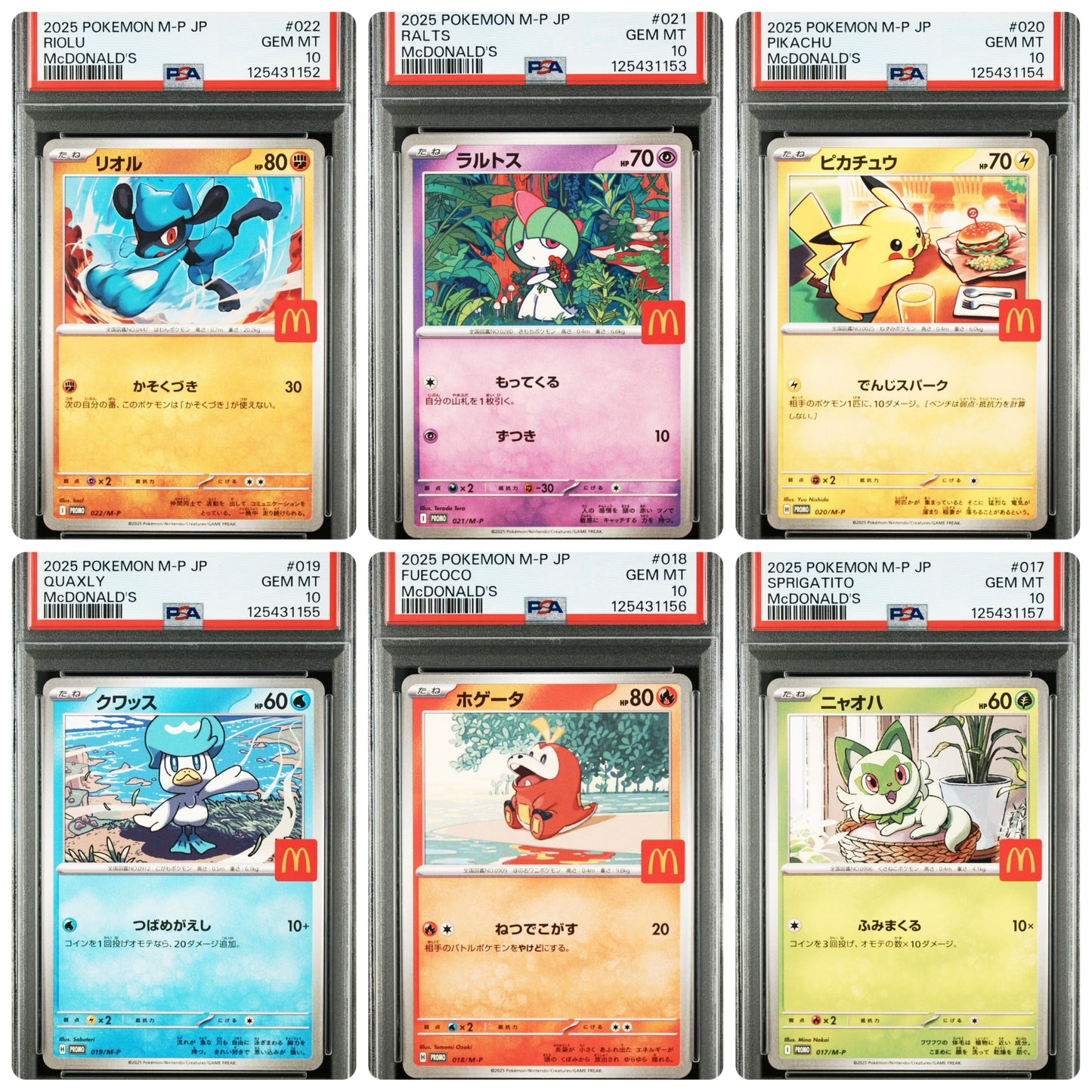 PSA 10 6Set Sequential Pikachu 020/M-P McDonald's Happy Set Promo 2025 Pokemon